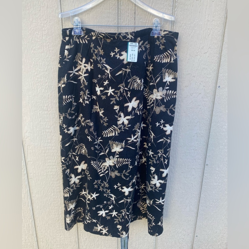 Vintage Orvis‎ Floral Woodland Floral Print Linen Blend Black Cream Size 20 NWT - Picture 2 of 8